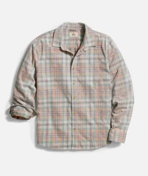 Marine Layer Lightweight Plaid Corduroy Shirt in Cork Multi Plaid