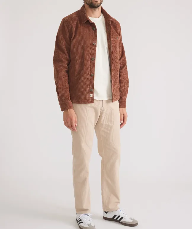 Marine Layer Max Broken In Corduroy Overshirt in Chestnut