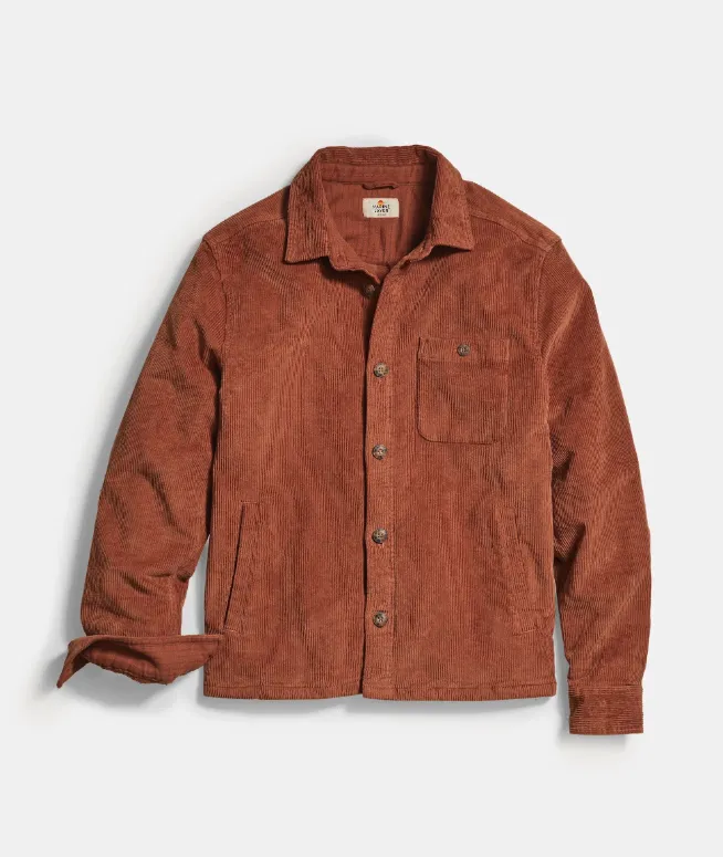 Marine Layer Max Broken In Corduroy Overshirt in Chestnut