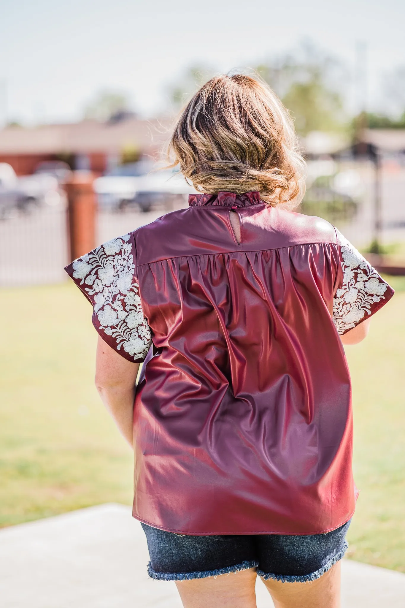 Maroon & White Northgate Top by Layerz