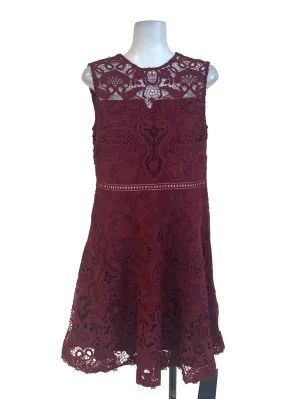 Maroon Lace Embroidered Dress