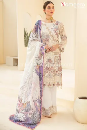 Maryum n Maria Pakistani White Dress Party Wear #PF99