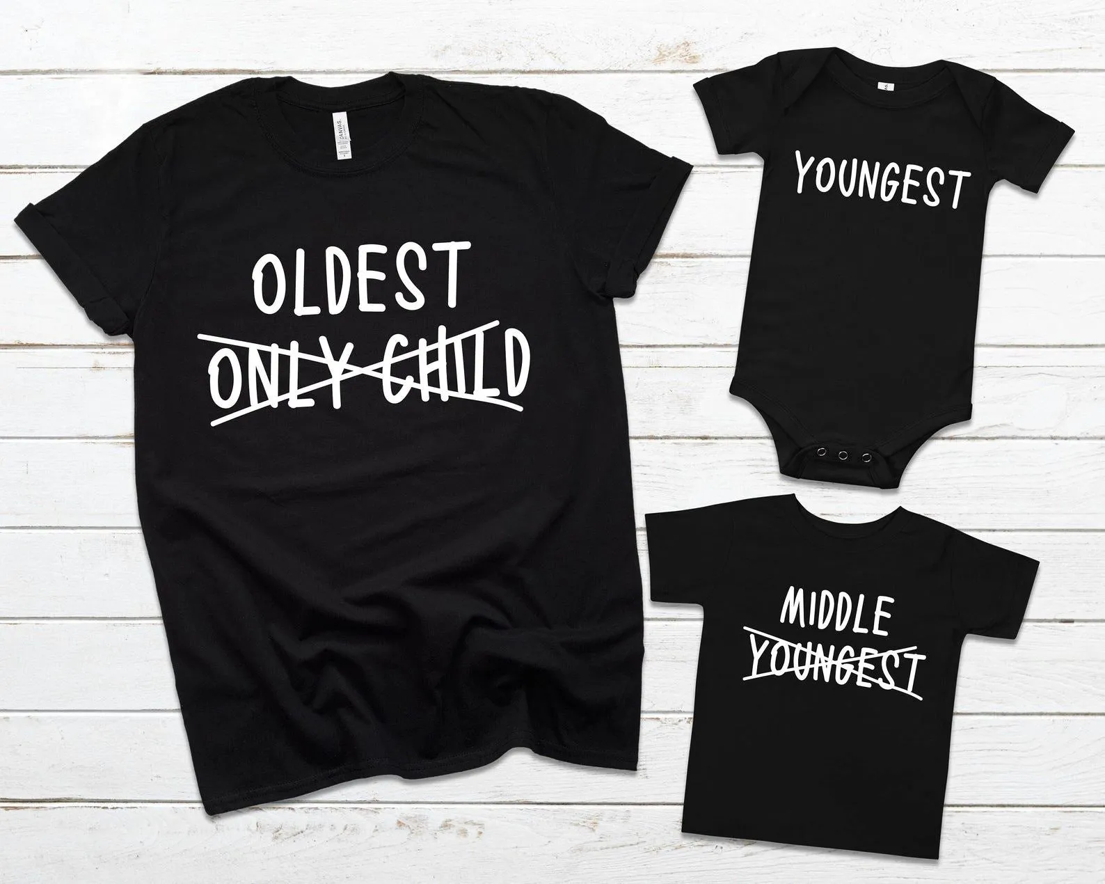 Matching Sibling Tops Youngest, Middle and Oldest Child
