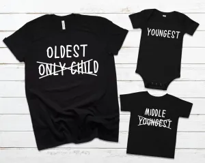 Matching Sibling Tops Youngest, Middle and Oldest Child