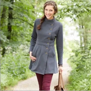 Matilda Jane Onyx Shadows Military Gray Pea Coat Size Small
