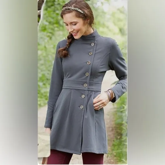Matilda Jane Onyx Shadows Military Gray Pea Coat Size Small