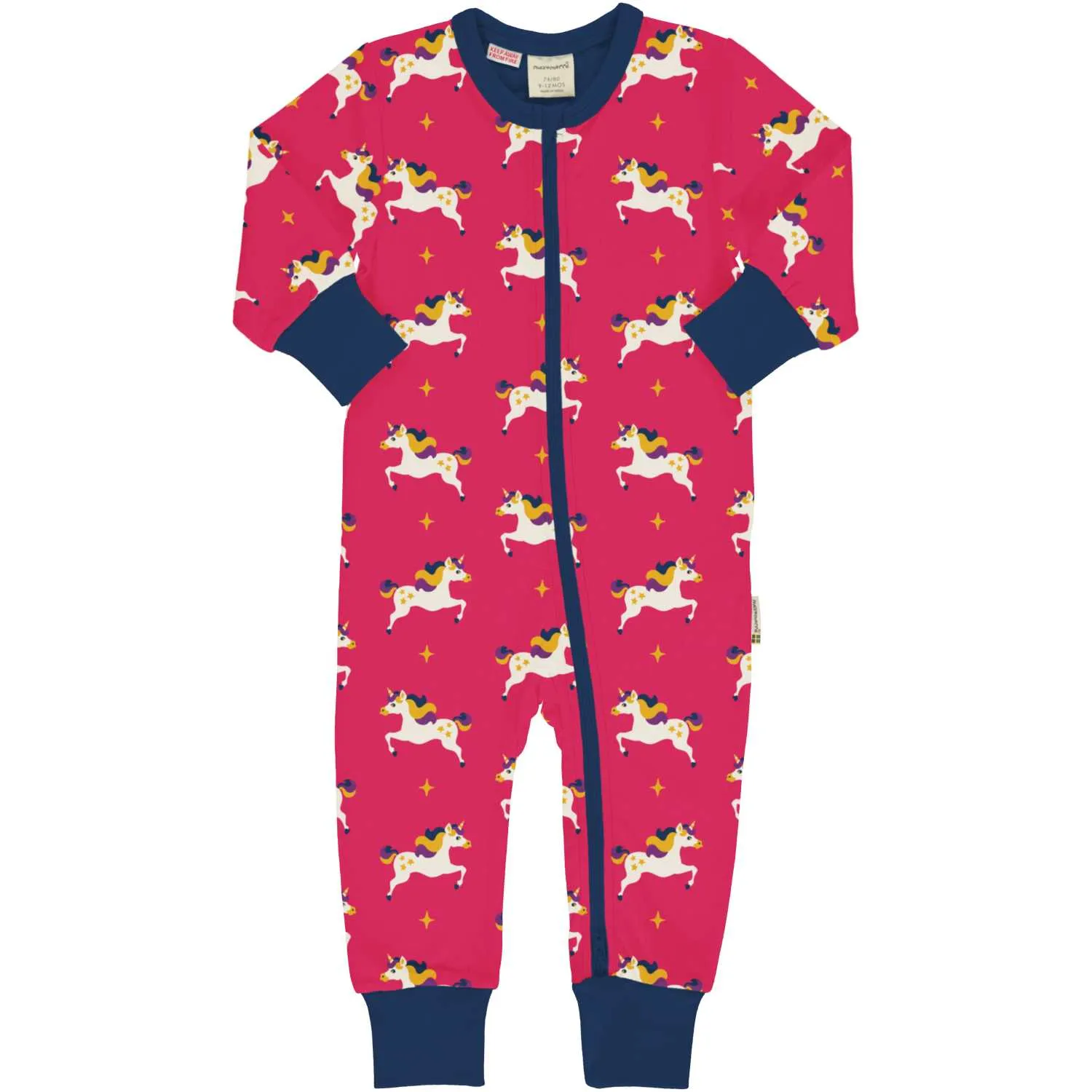 Maxomorra Unicorn Aw24 Ls Rompersuit Fuchsia