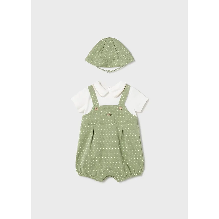 Mayoral Eucalyptus Overall Romper & Hat Set