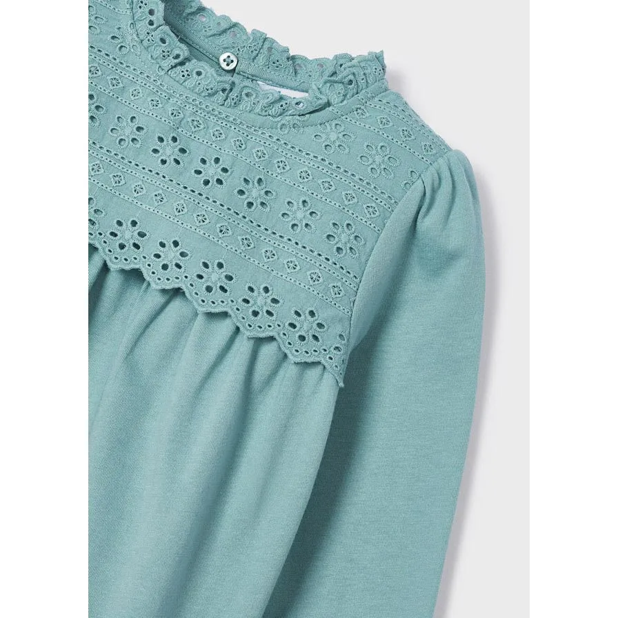 Mayoral Long Sleeve Embroidered Top - Jade