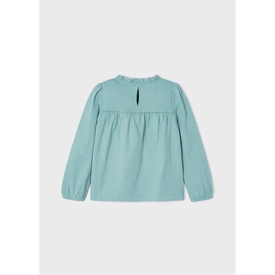 Mayoral Long Sleeve Embroidered Top - Jade