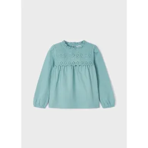 Mayoral Long Sleeve Embroidered Top - Jade
