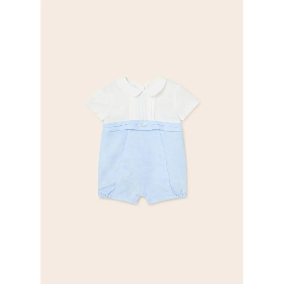 Mayoral Sky Blue Linen Romper