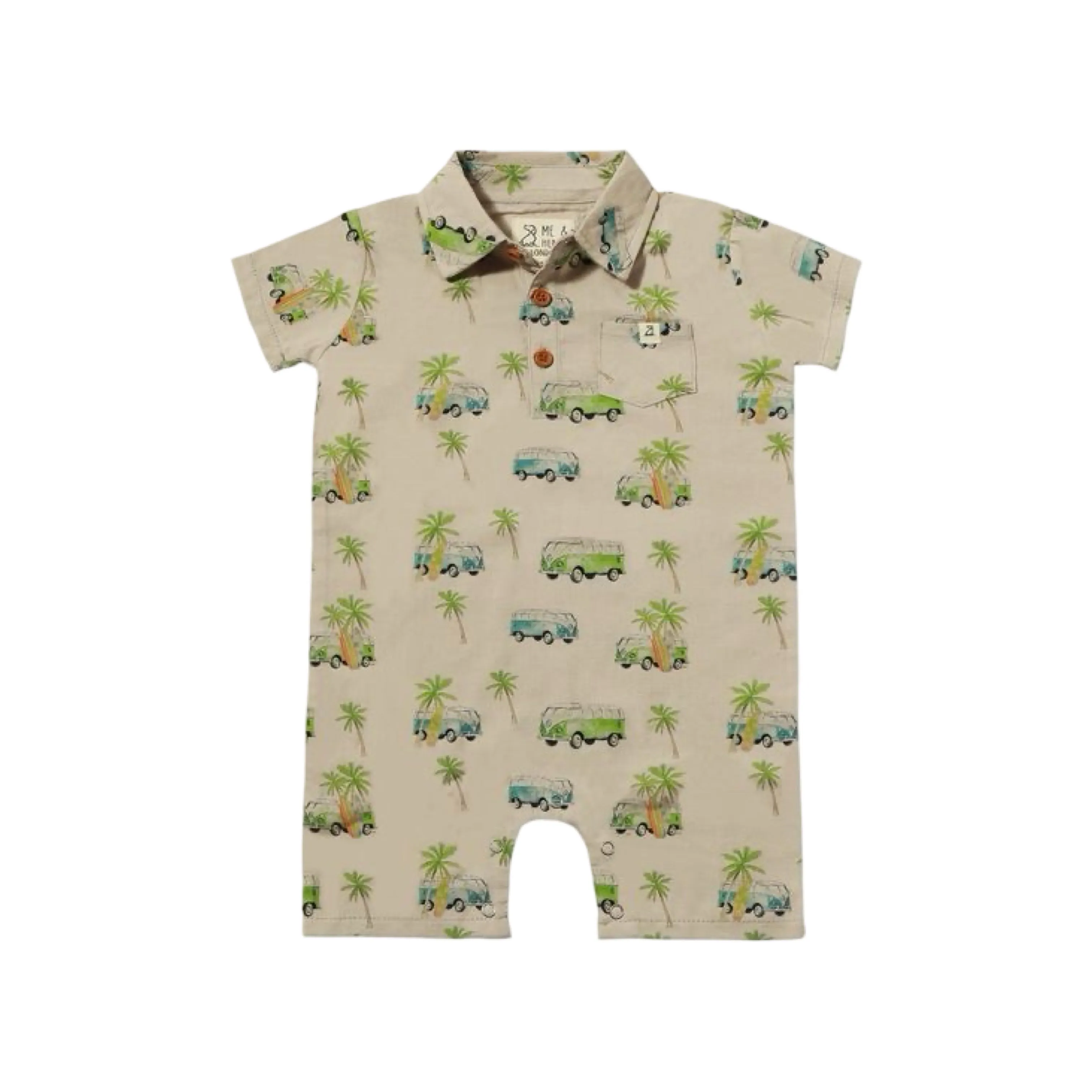Me & Henry Molokai Romper - Grey Campervan