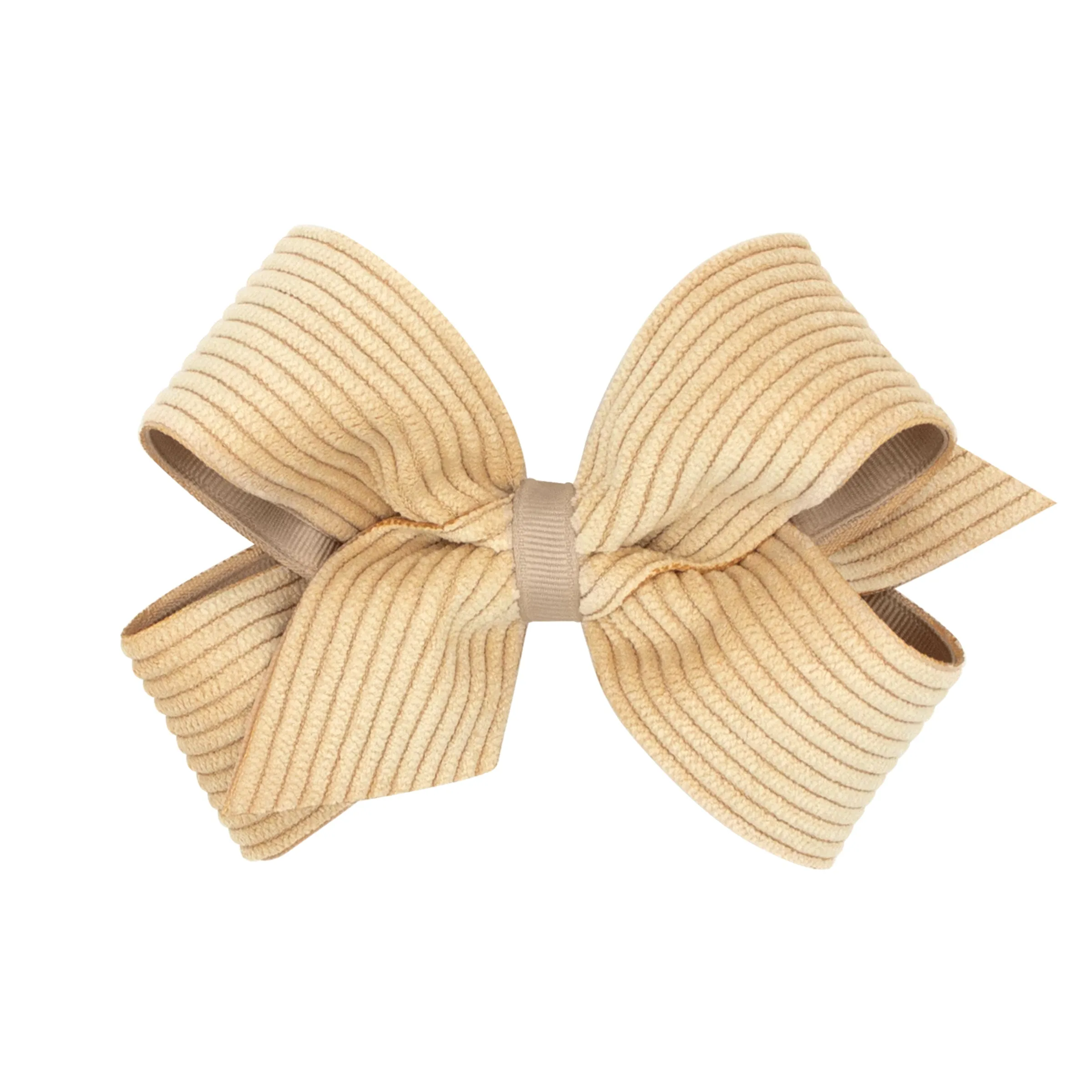 Medium Corduroy Overlay Grosgrain Bow on Clippie