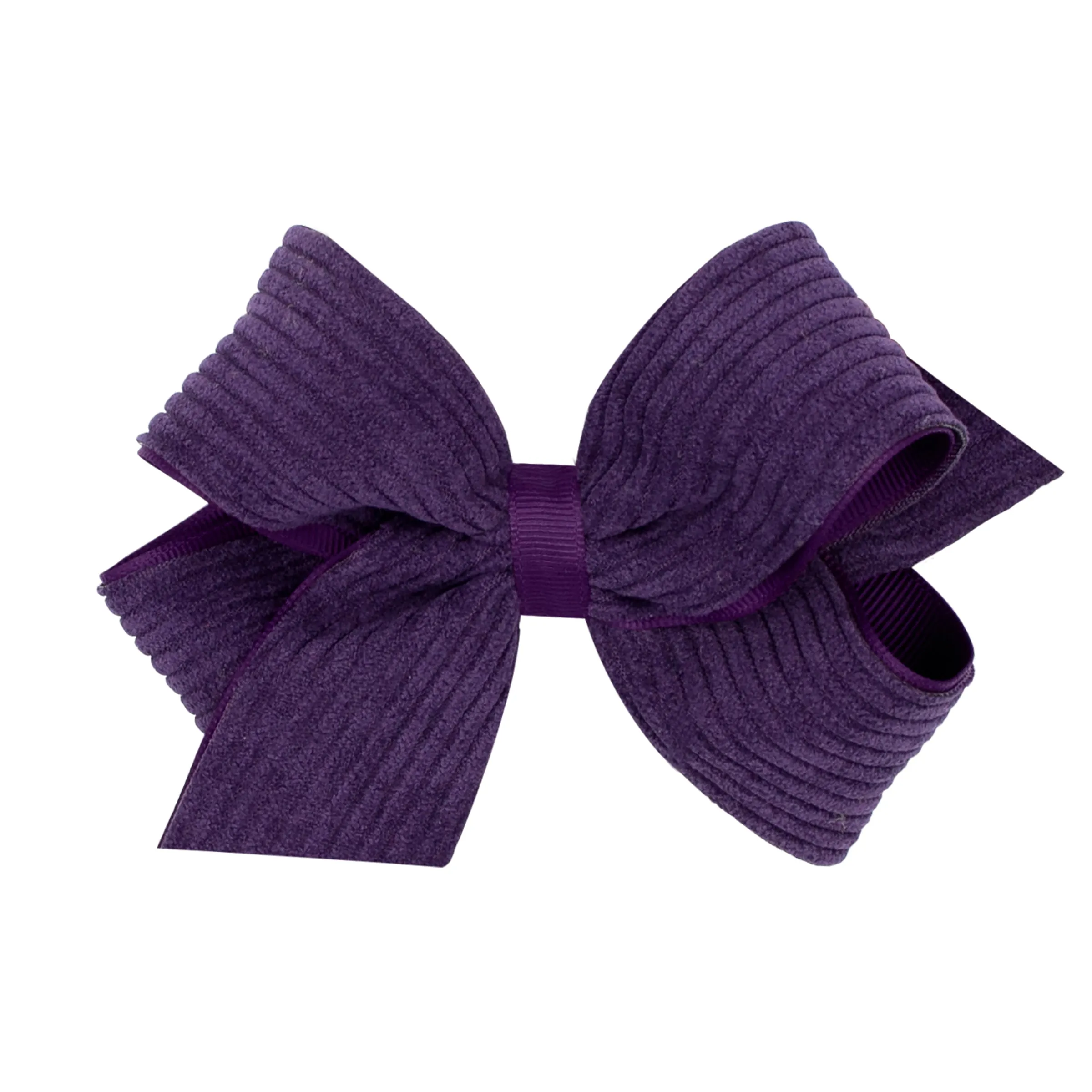 Medium Corduroy Overlay Grosgrain Bow on Clippie