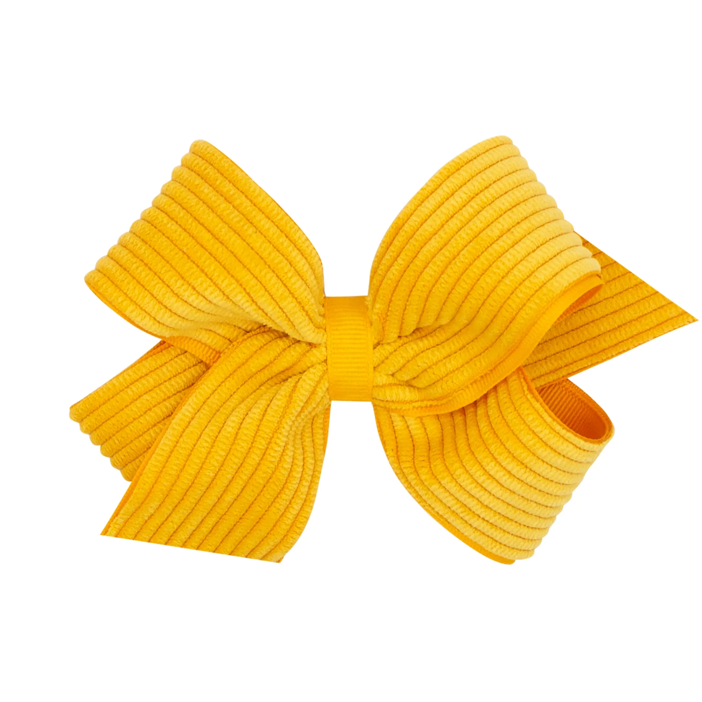 Medium Corduroy Overlay Grosgrain Bow on Clippie