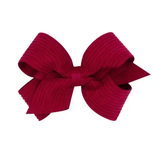 Medium Corduroy Overlay Grosgrain Bow on Clippie