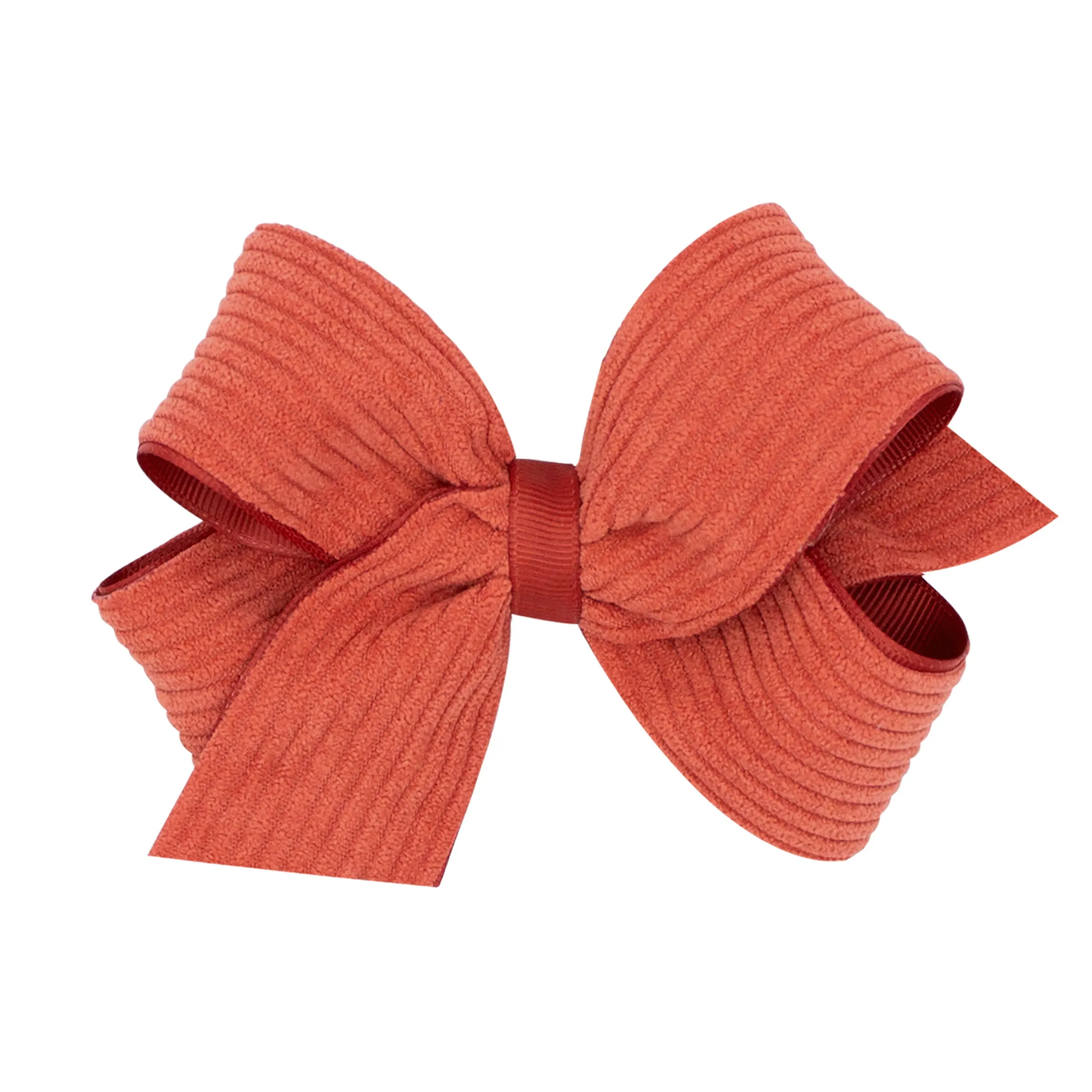 Medium Corduroy Overlay Grosgrain Bow on Clippie