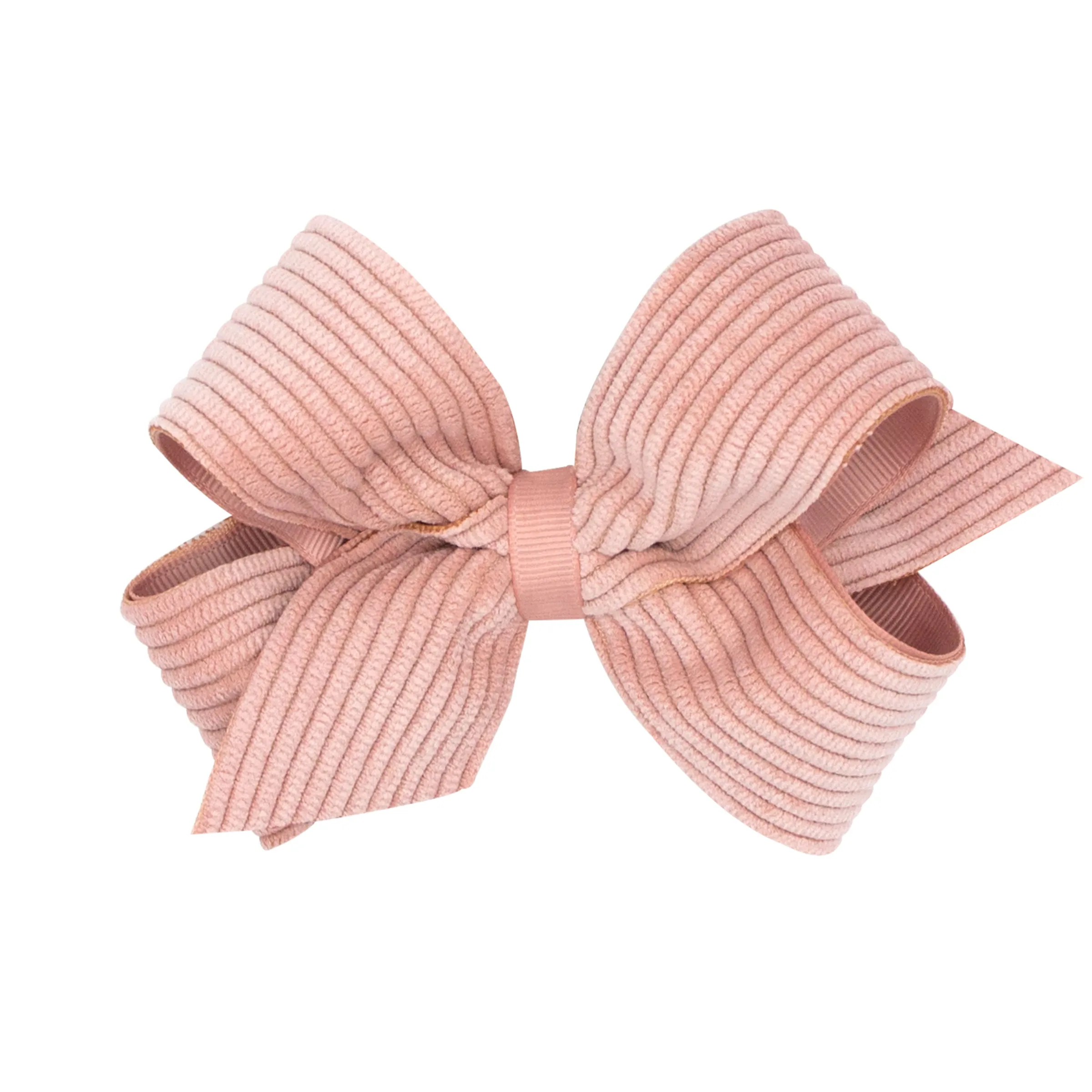 Medium Corduroy Overlay Grosgrain Bow on Clippie
