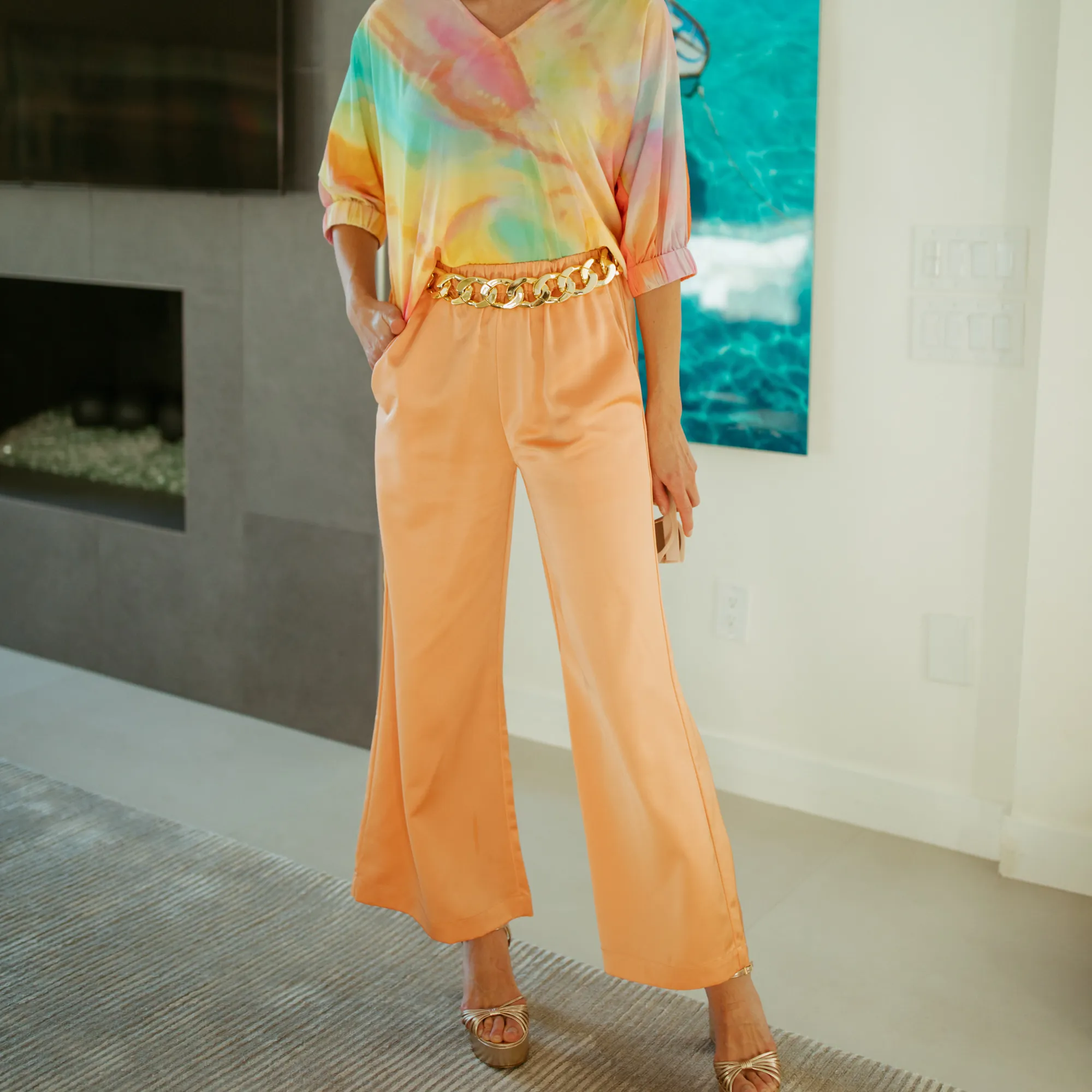 Melissa Elastic Waist Wide Leg Pant