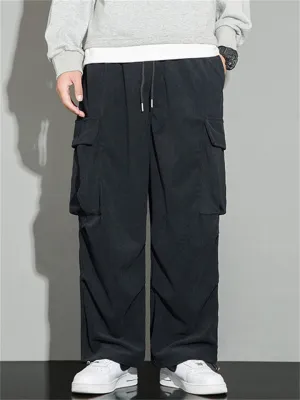 Men's Autumn Corduroy Multi-Pocket Drawstring Cargo Pants