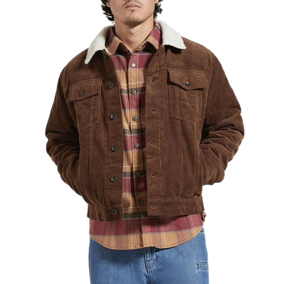 Men's Cable Lined Trucker Jacket - Pinecone Brown