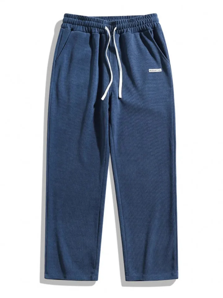 Men's Fashion Elastic Waist Straight Leg Corduroy Pants