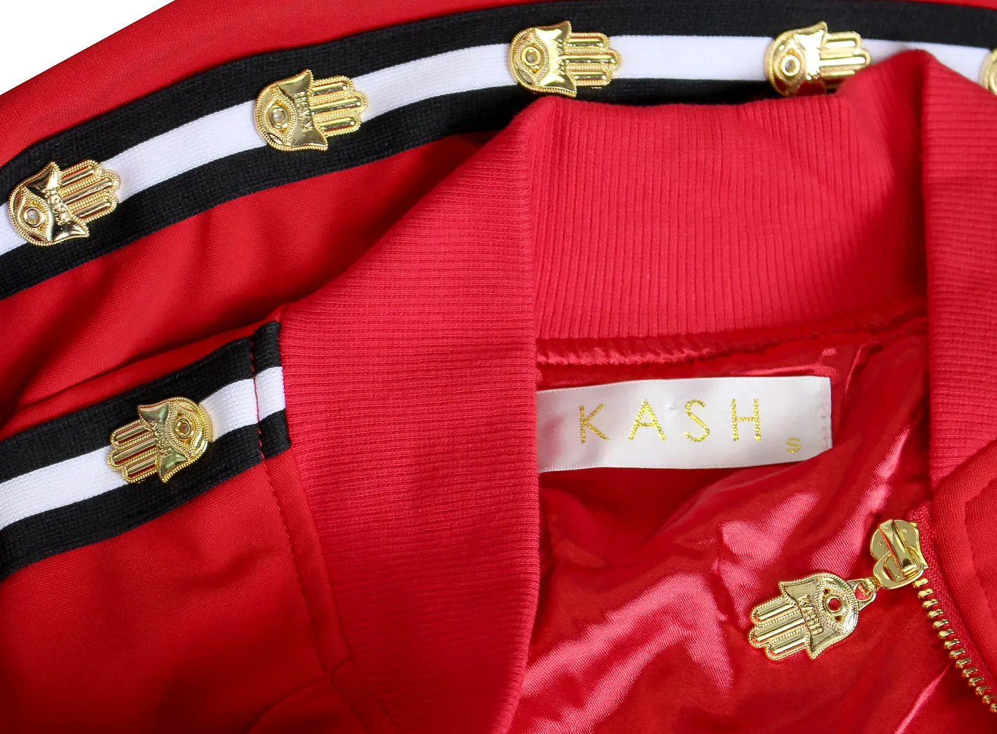 Men's Long Sleeve Icon Track Jacket with HAMSA Hand-Red