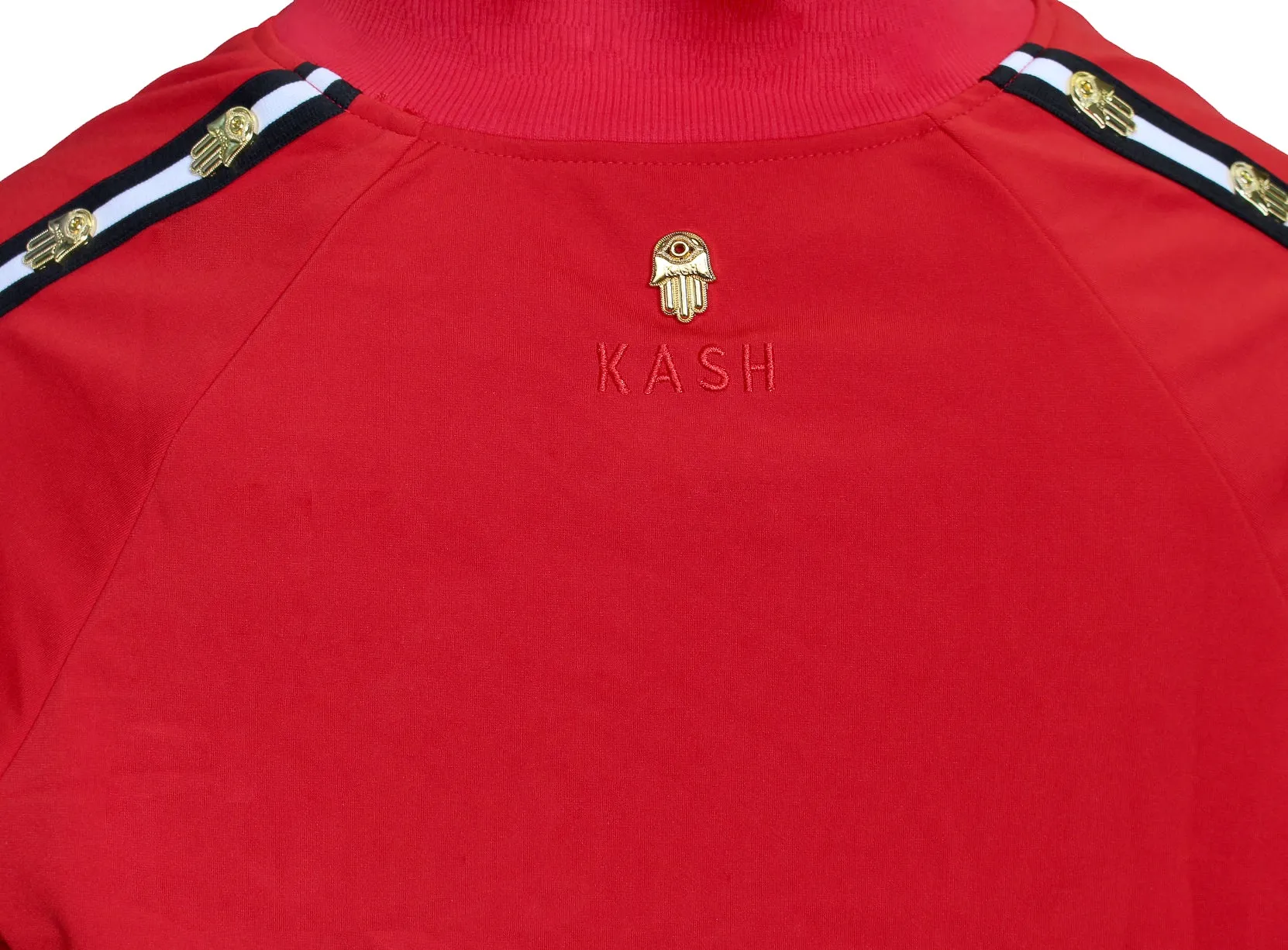Men's Long Sleeve Icon Track Jacket with HAMSA Hand-Red