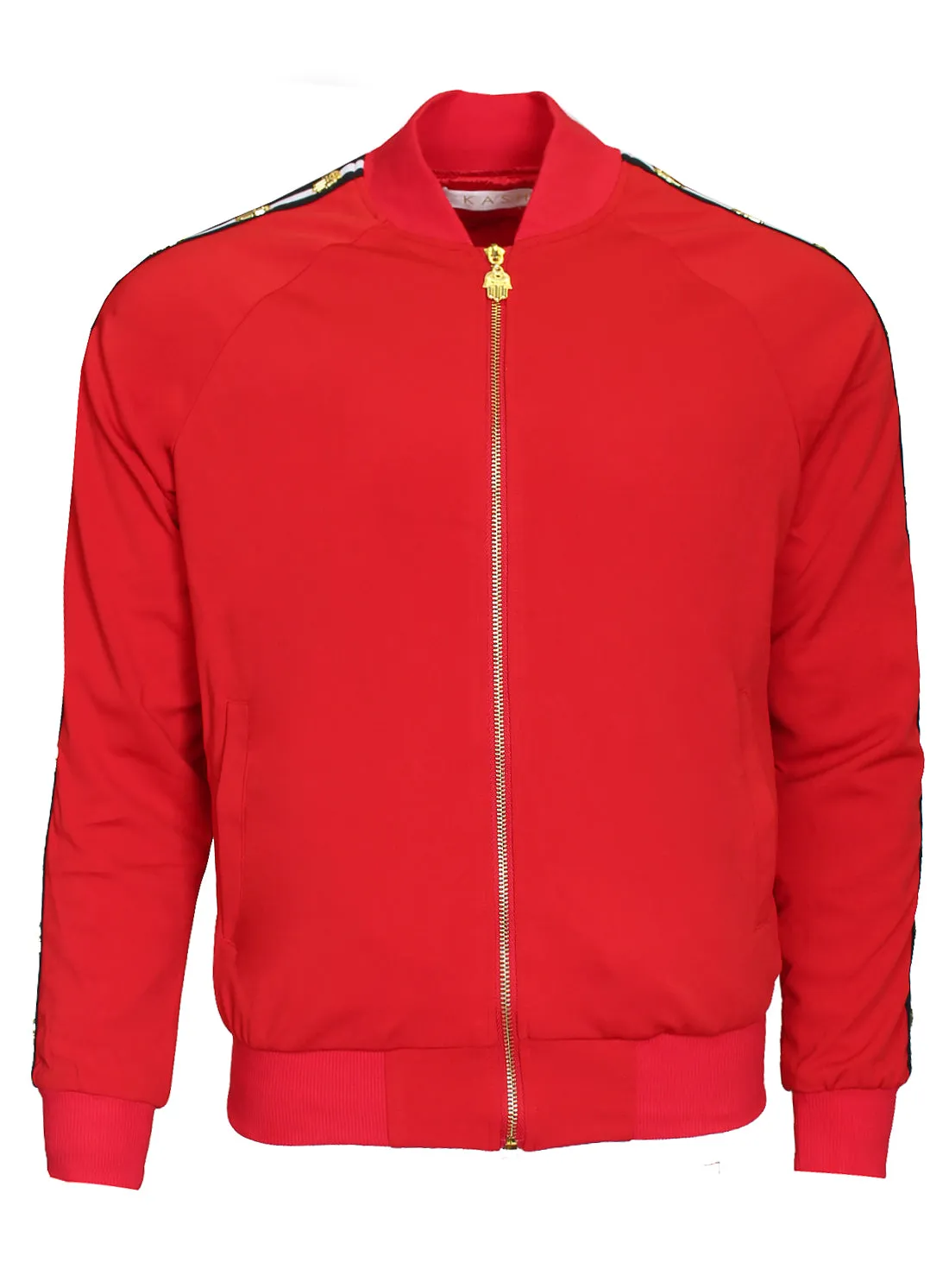 Men's Long Sleeve Icon Track Jacket with HAMSA Hand-Red