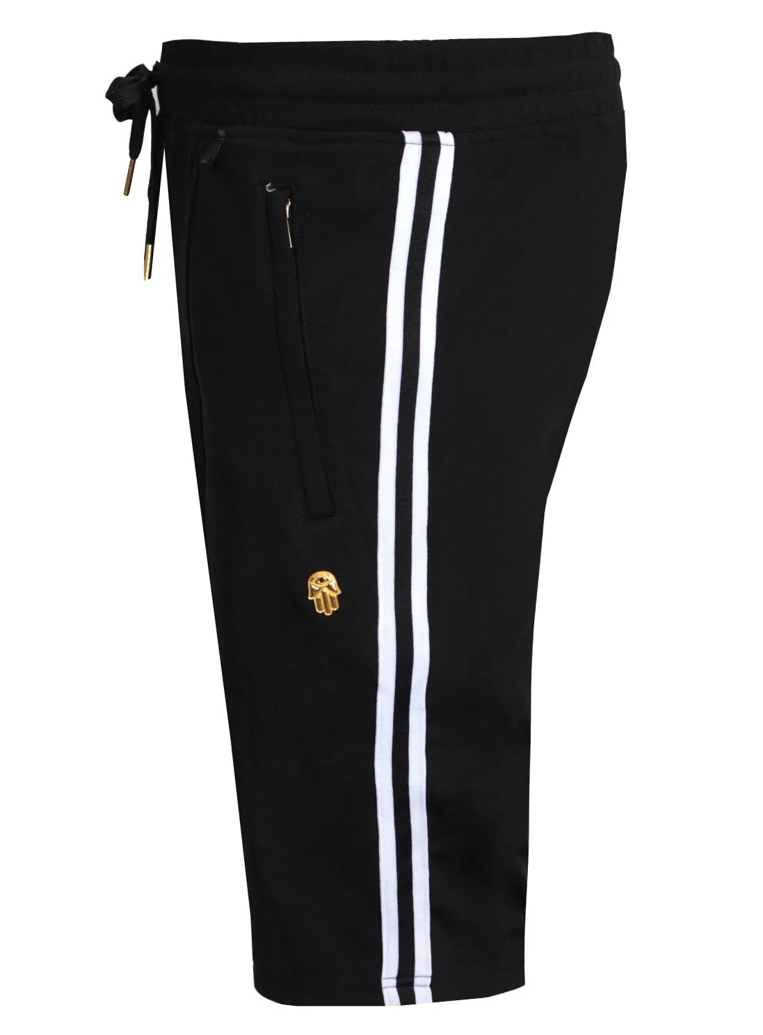 Men's Long Sleeve Track Jacket with Side Stripes-Black