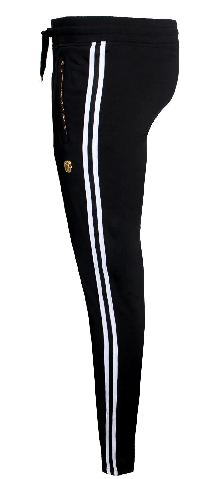Men's Long Sleeve Track Jacket with Side Stripes-Black