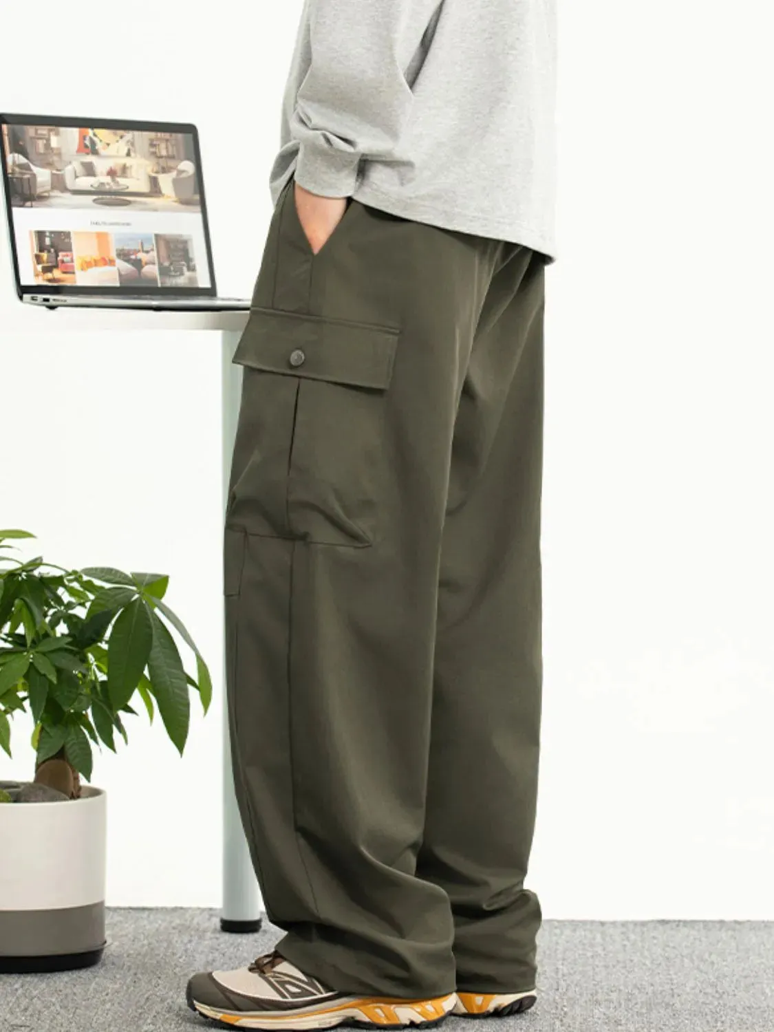 Men's Plus Size Drawstring Pants with Pockets