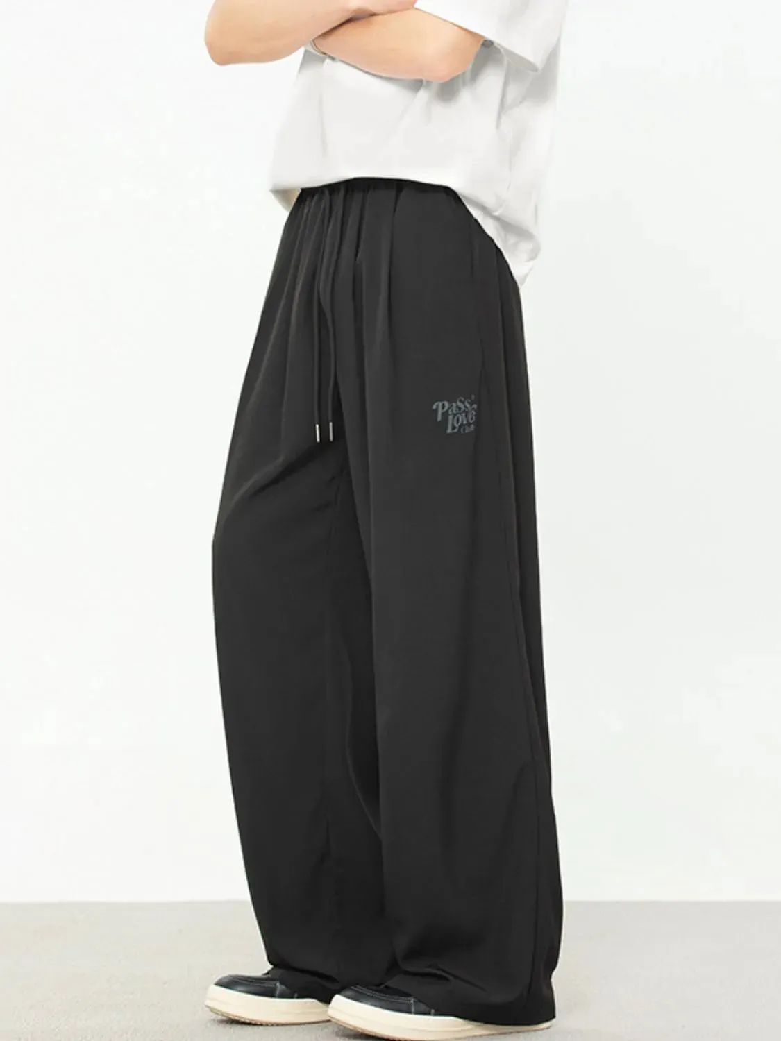 Men's Plus Size Drawstring Wide Leg Pants