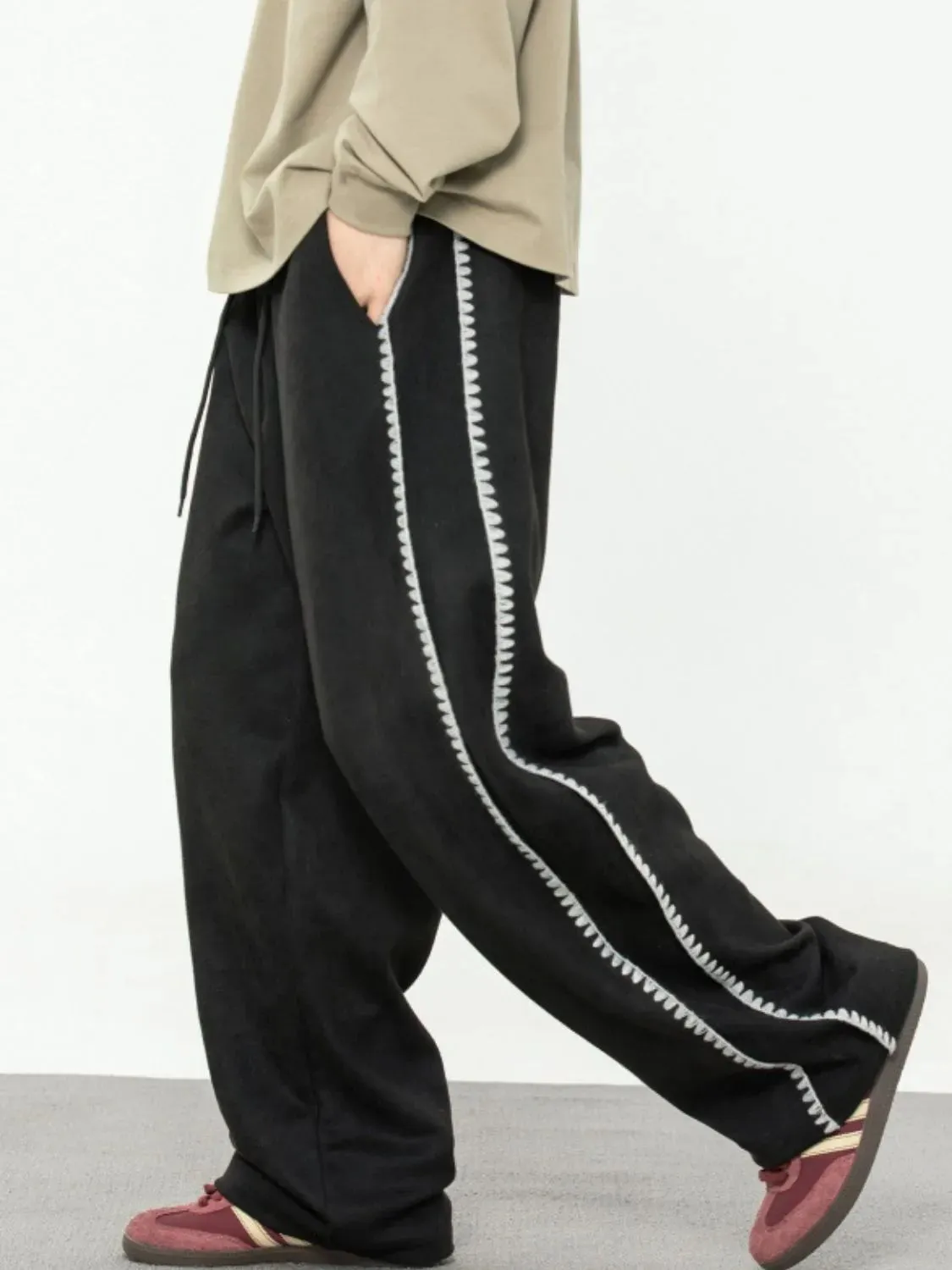 Men's Plus Size Drawstring Wide Leg Pants