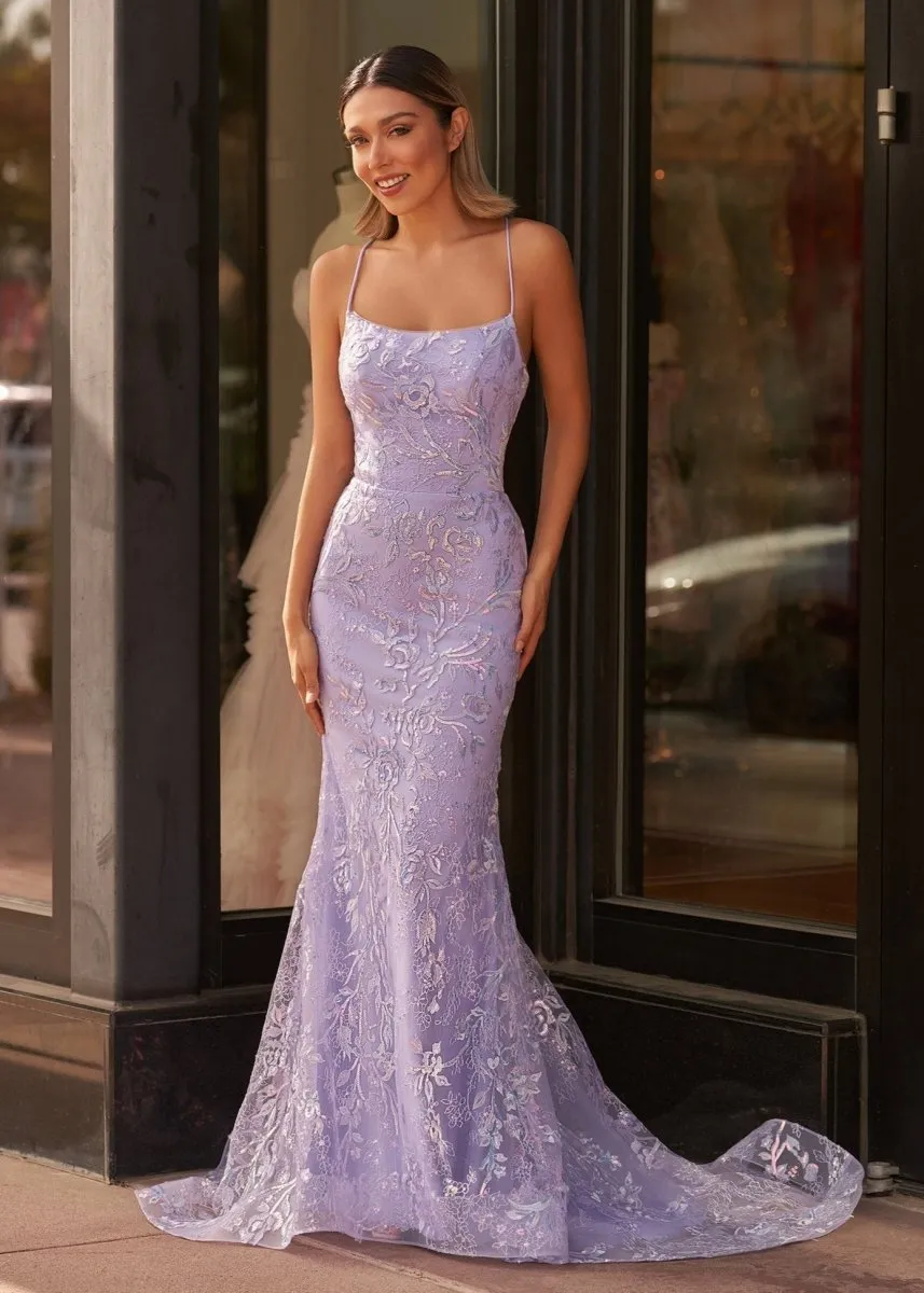 Mermaid Scoop Lace Long Prom Dresses