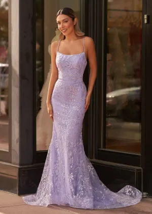 Mermaid Scoop Lace Long Prom Dresses