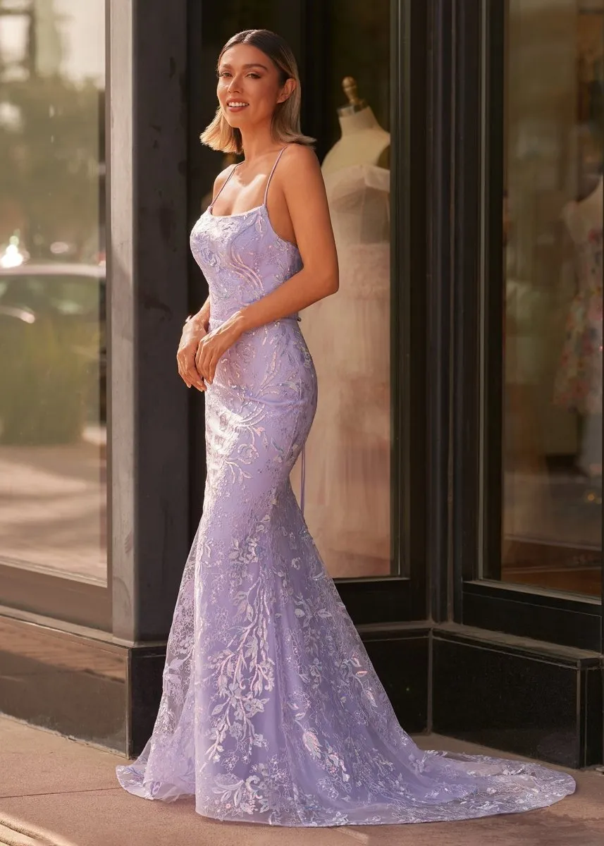 Mermaid Scoop Lace Long Prom Dresses