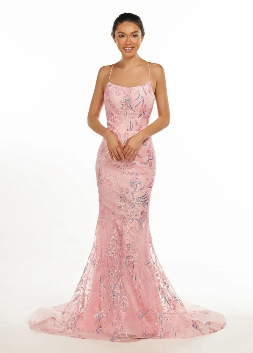 Mermaid Scoop Lace Long Prom Dresses