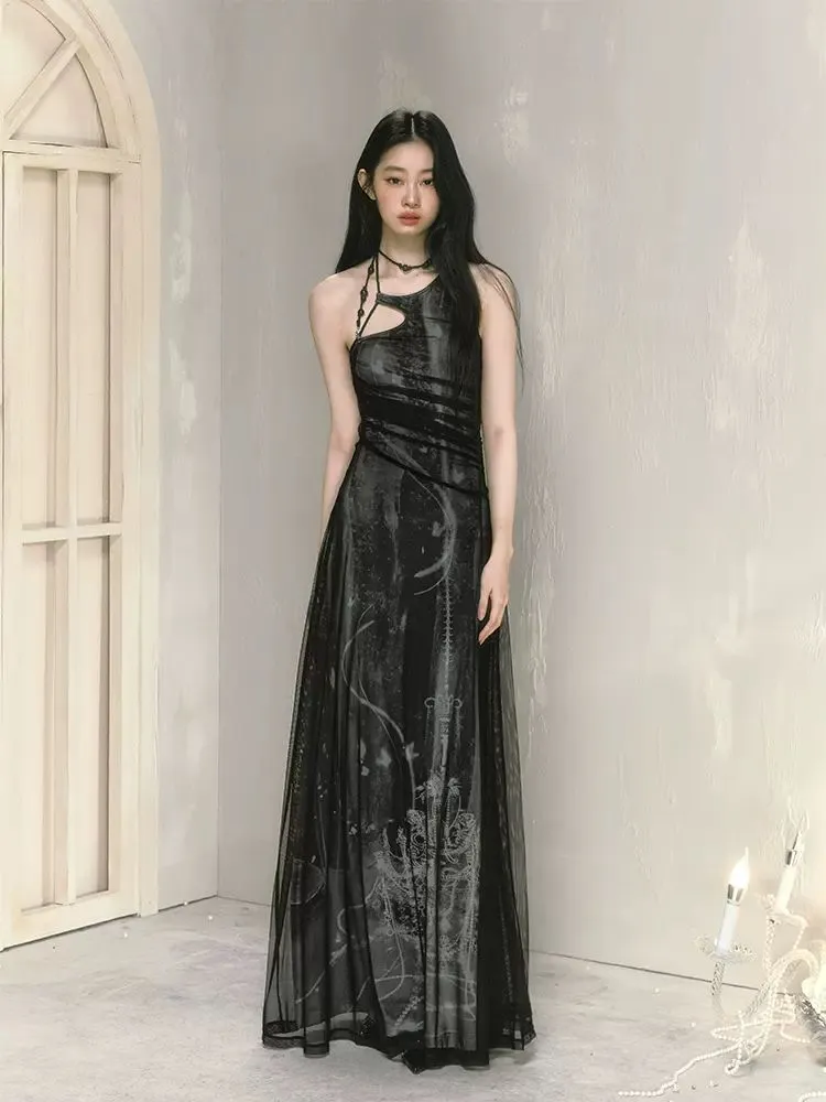 Mesh Printed New Halter Dress