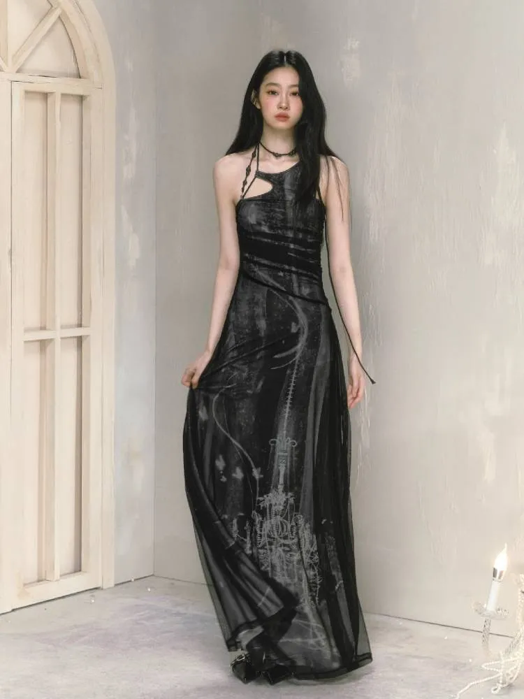 Mesh Printed New Halter Dress