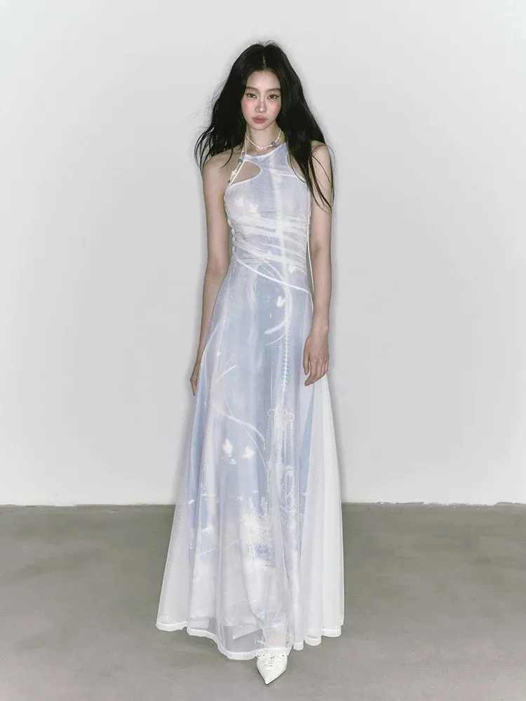 Mesh Printed New Halter Dress