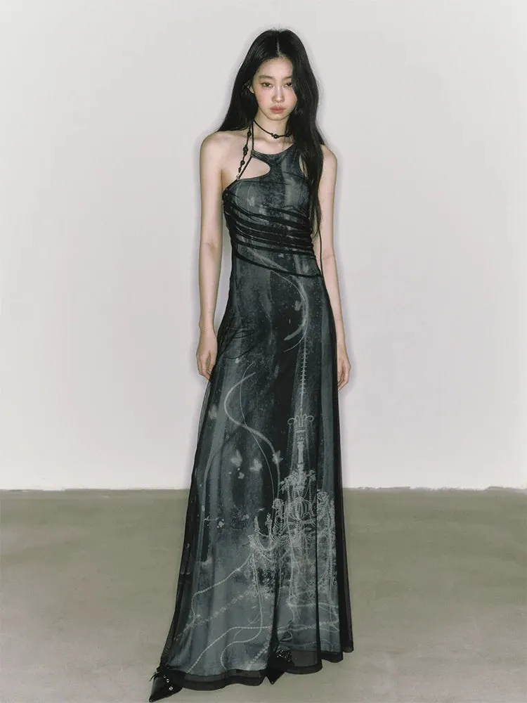 Mesh Printed New Halter Dress