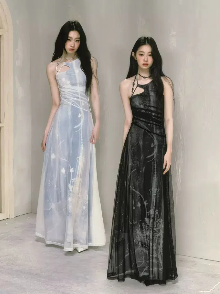 Mesh Printed New Halter Dress