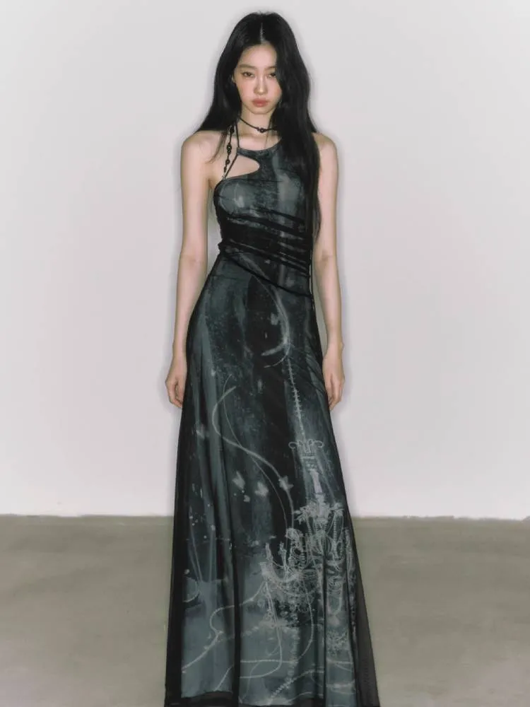 Mesh Printed New Halter Dress