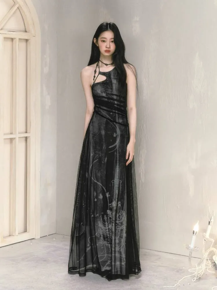 Mesh Printed New Halter Dress