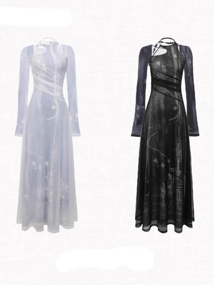 Mesh Printed New Halter Dress