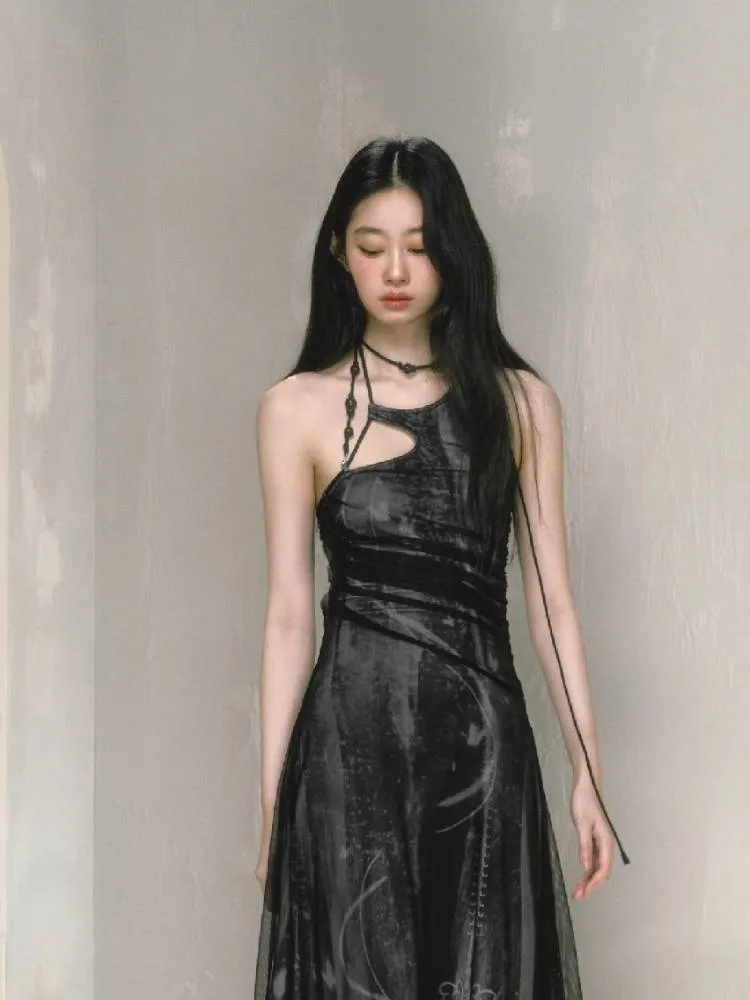 Mesh Printed New Halter Dress