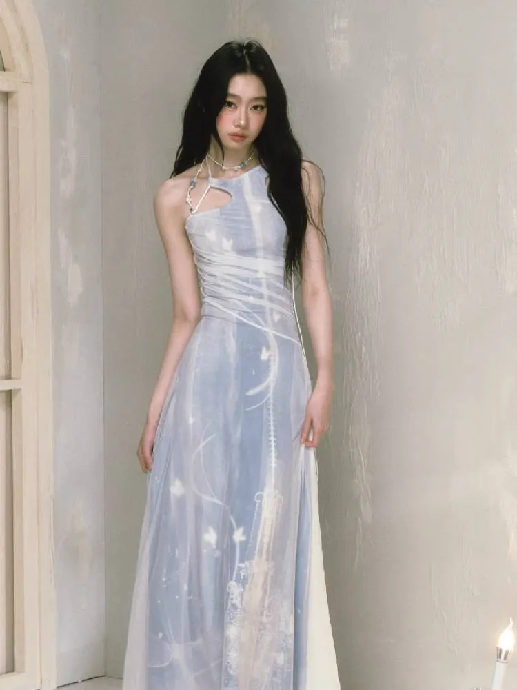 Mesh Printed New Halter Dress