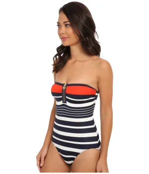 MICHAEL Michael Kors Multicolor Helsinki Stripe Bandeau Maillot One Piece Swimsuit Size 4